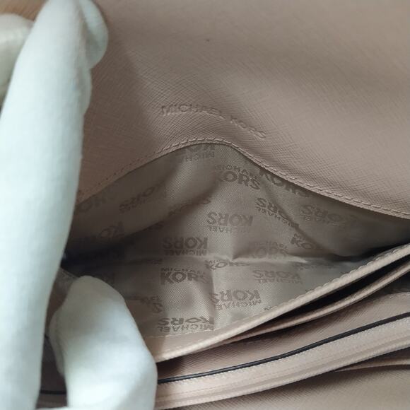 Michael Kors Pink Crossgrain Leather Pushlock Credit Card Bifold Wallet - Picture 13 of 16